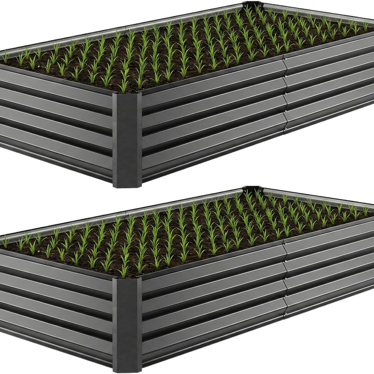 4x2x1ft(2 Pack) Black Metal Raised Garden Beds, Thickened Color Steel Planter Box for Outdoor Vegetables & Flowers, 48" L x 24" W x 12" H