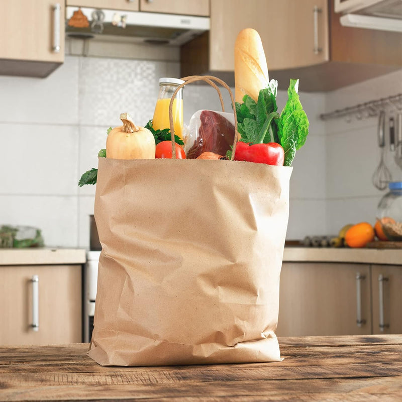 Moretoes 75pcs Paper Bags, (8-10-12inch) Assorted Sizes Brown Paper Bags with Handles for Small Business, Shopping, Retail, Party,