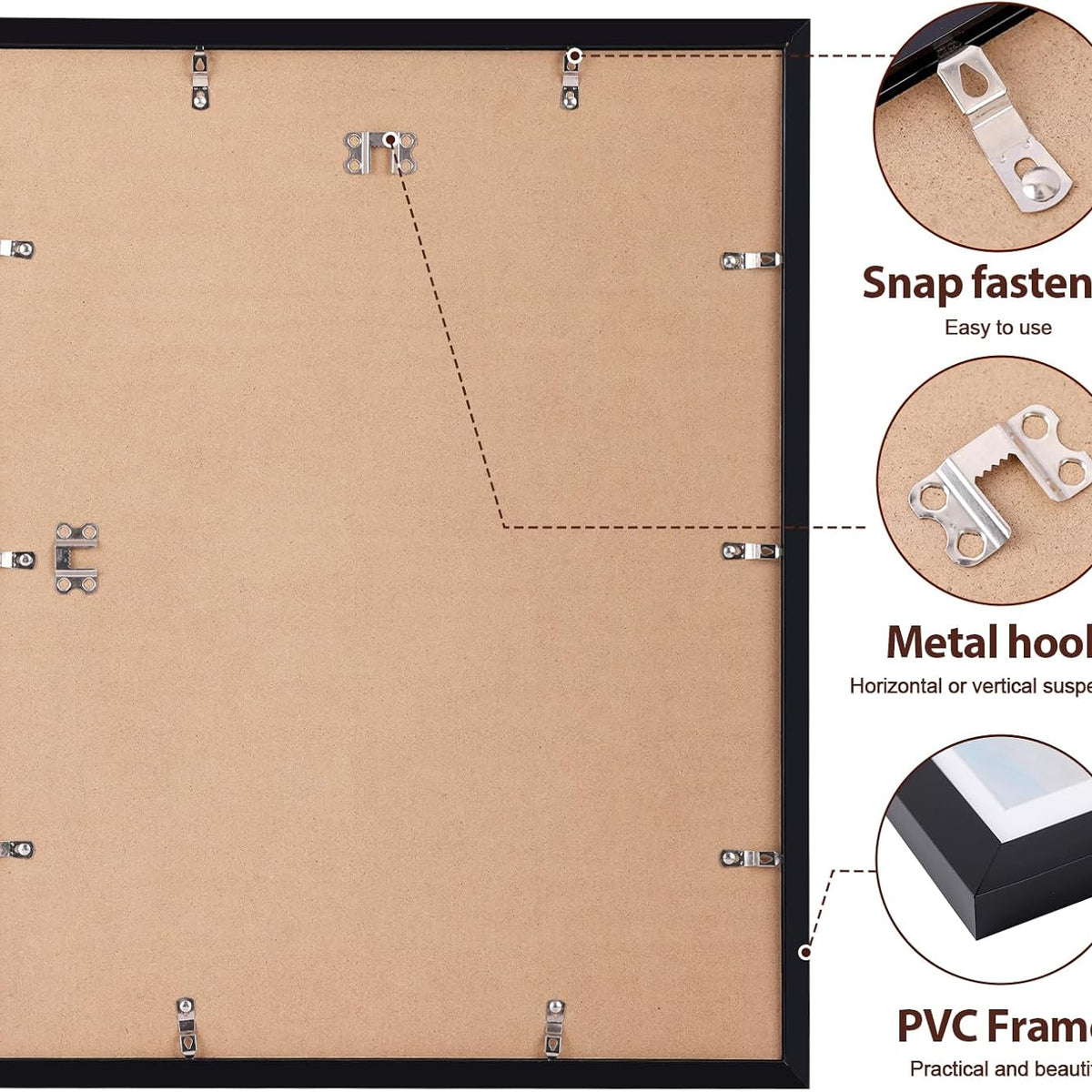 Fixwal 16x20 Picture Frame Set of 2, Black Poster Frames for Wall Display with Mat for 11x14 Pictures