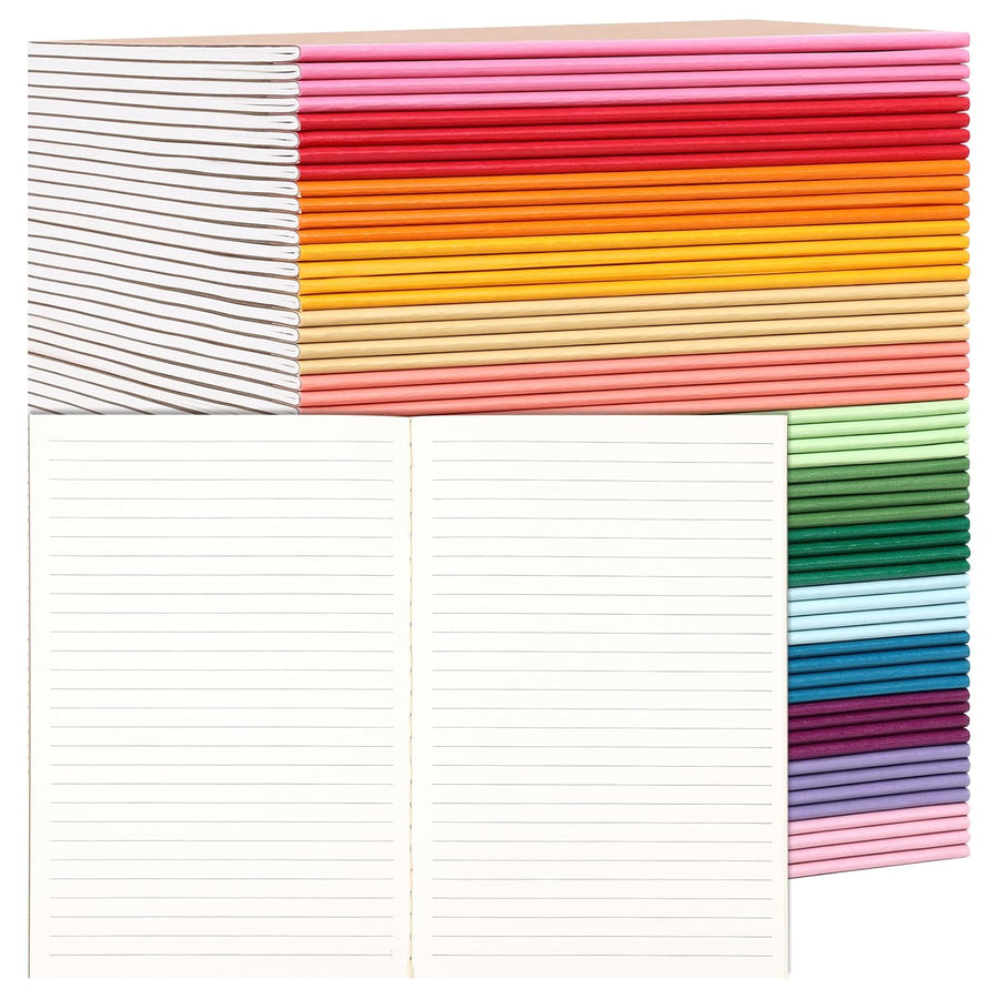 60 Pack A5 Kraft Notebooks, Composition Notebooks Lined Journal Bulk, 15 Colors with Rainbow Spines, 60 Pages for Kids Women Girls, School Office Supplies