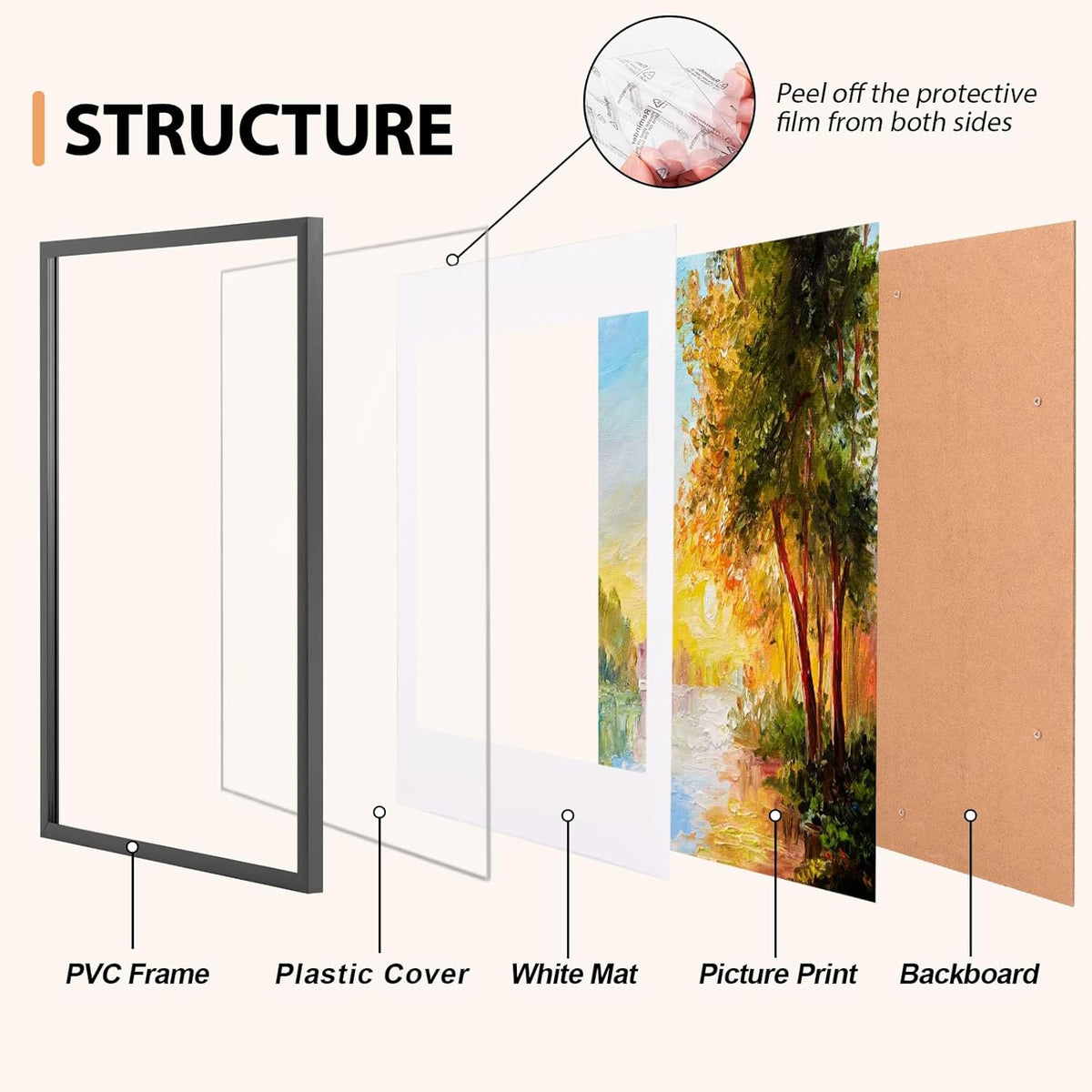 Fixwal 16x20 Picture Frame Set of 2, Black Poster Frames for Wall Display with Mat for 11x14 Pictures