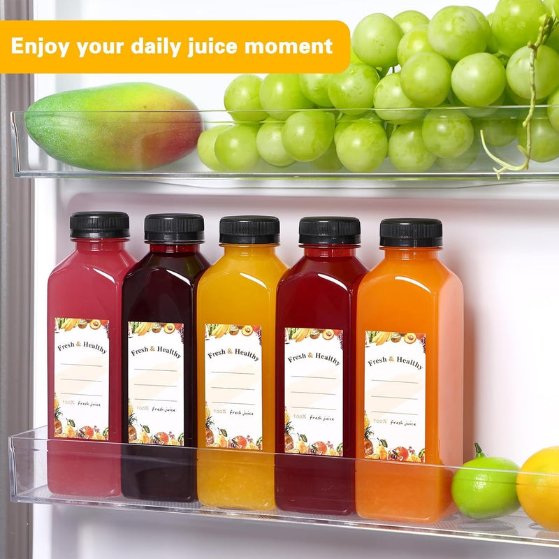 Plastic Juice Bottles with Caps – Clear PET Bottles, 4 oz, 8 oz, 12 oz & 16 oz