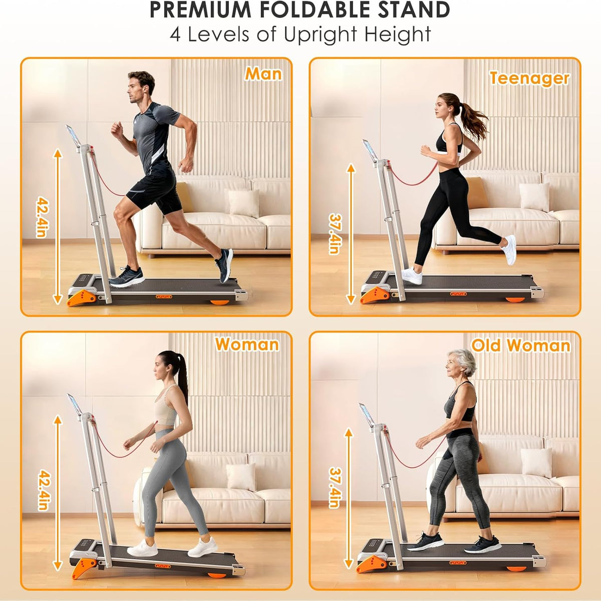 Walking Pad with Incline Portable Treadmill with Handle Bar for Home Office Under Desk Use Small Space Treadmill, Silver