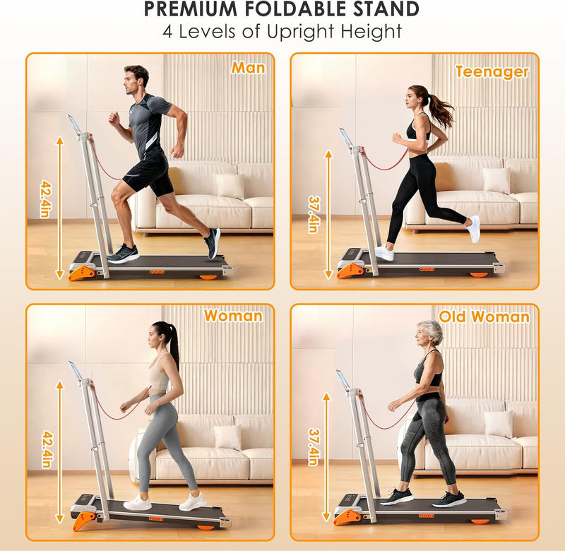Walking Pad with Incline Portable Treadmill with Handle Bar for Home Office Under Desk Use Small Space Treadmill, Silver