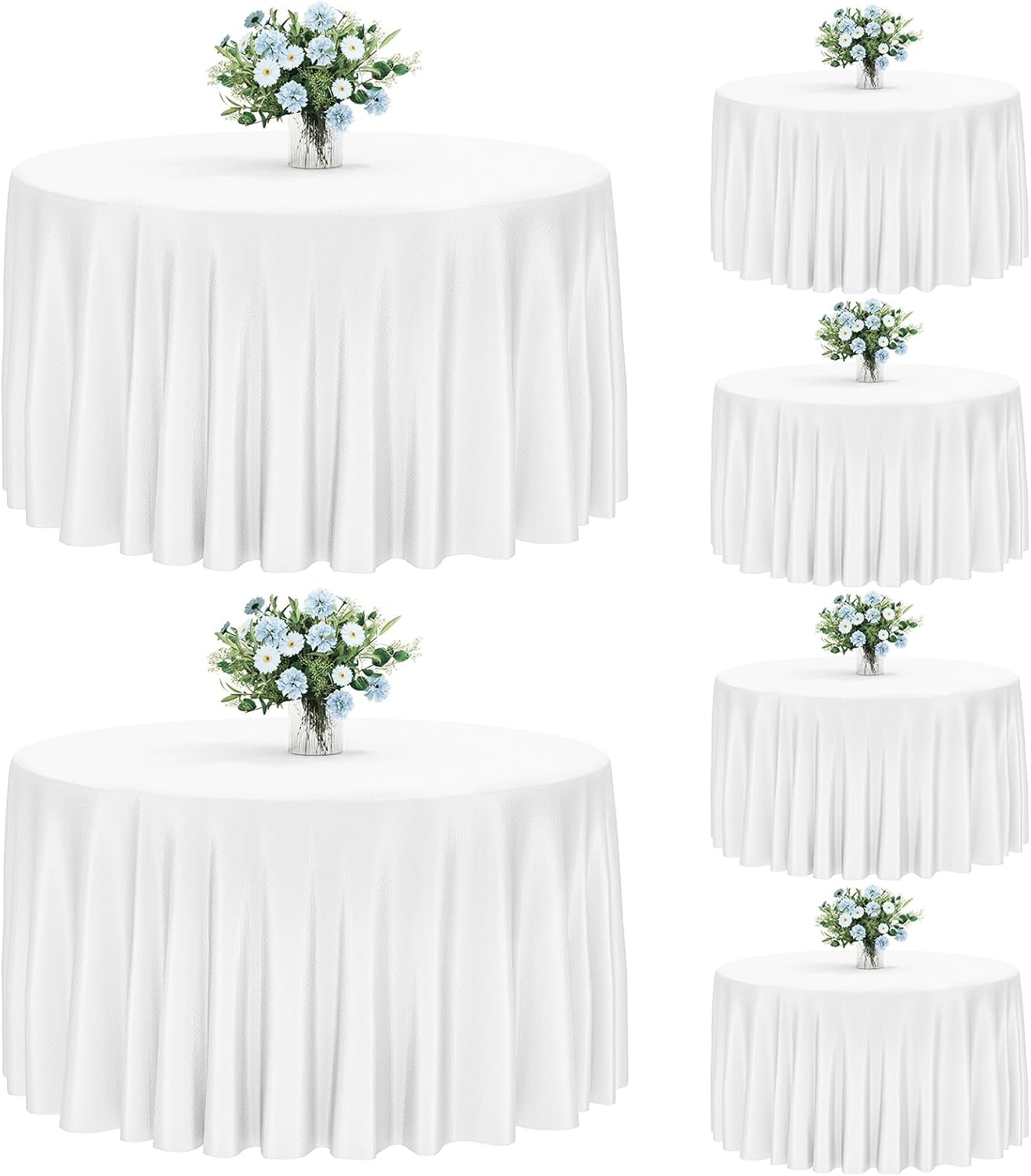 Fixwal 6 Pack White 60 Inch Round Tablecloths, Reusable Heavy Duty Washable Polyester Table Covers, Fits 20-40 Inch Tables, Stain and Wrinkle Resistant for Wedding, Party, Outdoor, Picnic, Camping