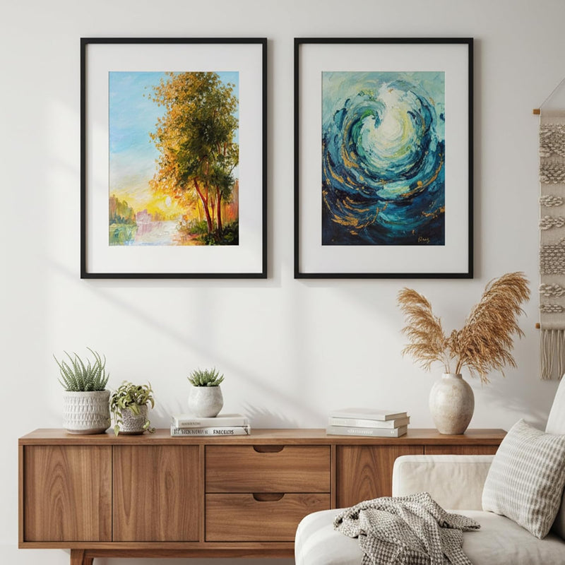 Fixwal 18x24 Picture Frame Set of 2, Black Poster Frames for Wall Display with Mat for 16x20 Pictures
