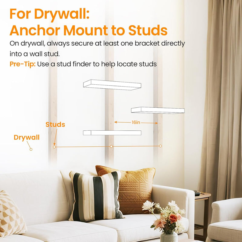 Fixwal 4-Pieces Floating Shelves for Wall, Wall Mounted Rustic Wood Shelves Black
