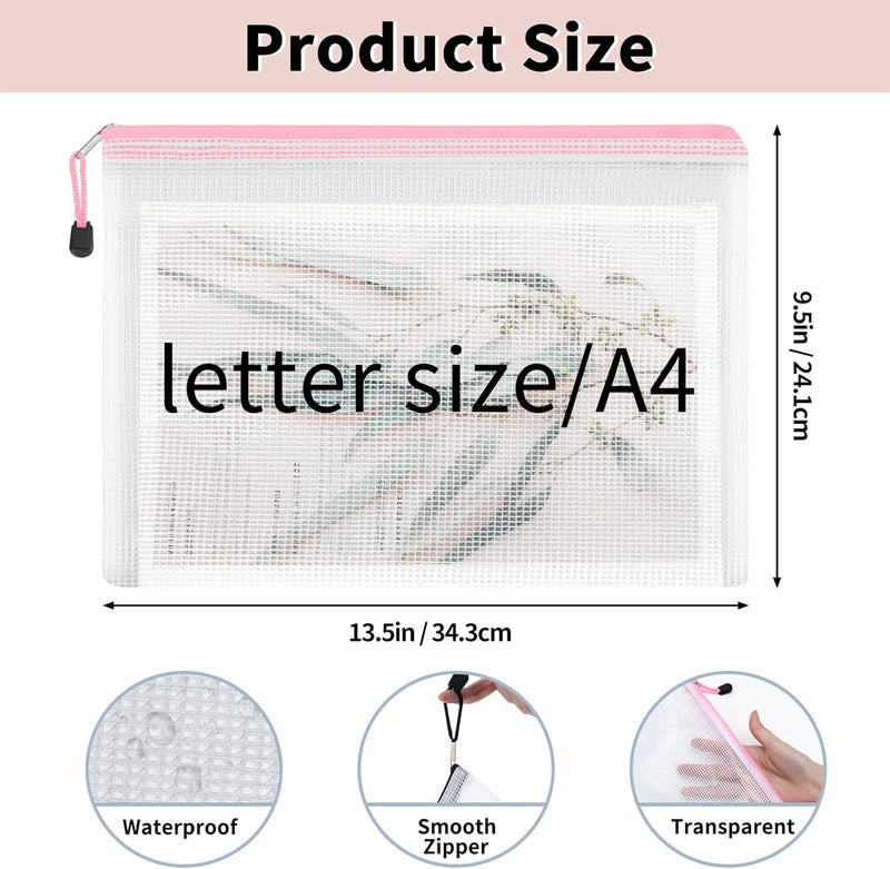 72pcs Mesh Zipper Pouch, A4 Size, 12 Colors Zipper Bags for Organizing Storage, Waterproof Puzzle Bag, Zipper File Bags for Board Games and School Office Supplies