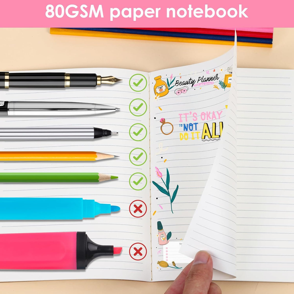 40 Pack A5 Kraft Notebooks Bulk, Lined Journals Bulk Colors with Rainbow Spine, 60 Pages for Kids Writing, Travel, Students
