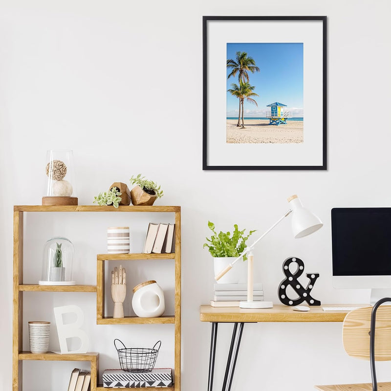 Fixwal 16x20 Picture Frame Set of 2, Black Poster Frames for Wall Display with Mat for 11x14 Pictures
