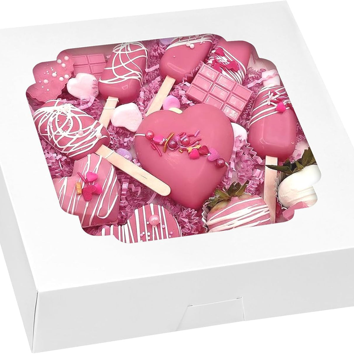 Moretoes 56pcs Pie Boxes 10x10x2.5 Inches Bakery Boxes with Window for Cookies, Pastries, Pies, Pastries, Muffins, Donuts