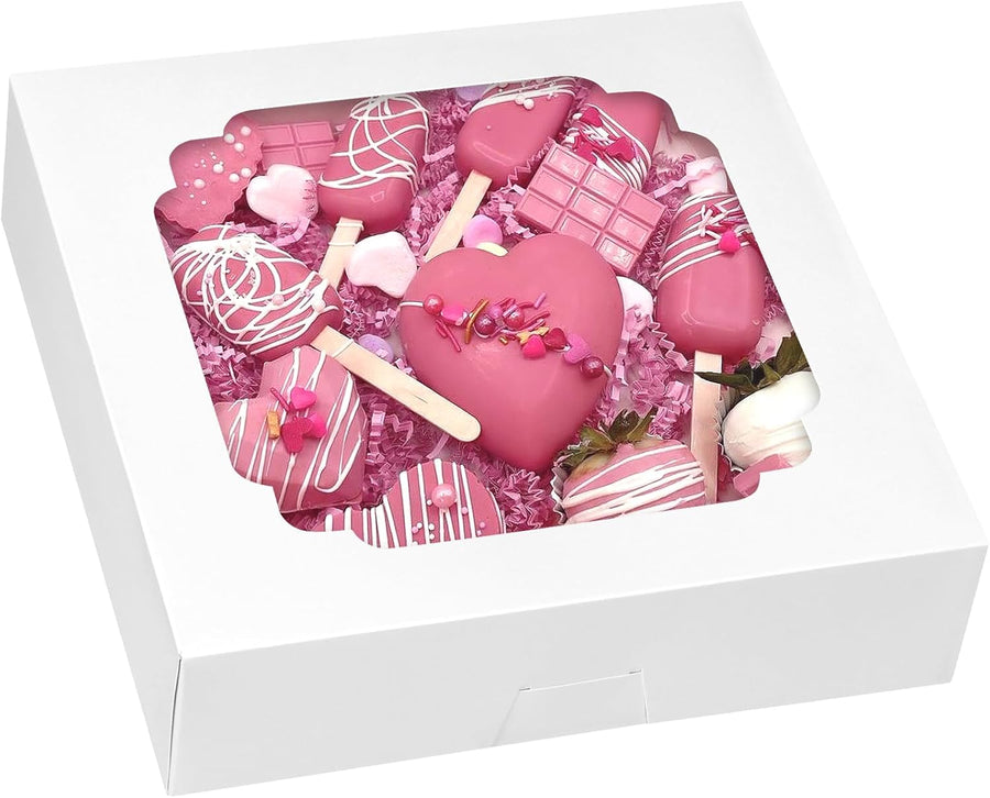 56pcs Pie Boxes 10x10x2.5 Inches Bakery Boxes with Window for Cookies, Pastries, Pies, Pastries, Muffins, Donuts
