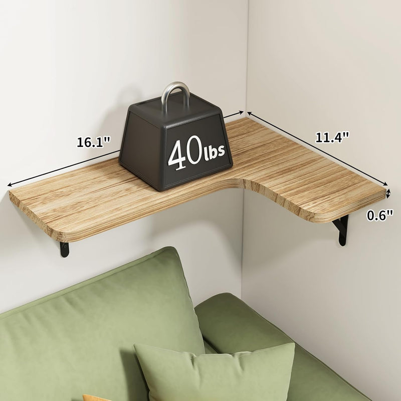 Fixwal Floating Shelves for Wall Set of 5, Rustic Wood Wall Mounted Corner Shelf for Bathroom, Kitchen, Bedroom, Home Decor, Laundry Room, Living Room (Carbonized Black)