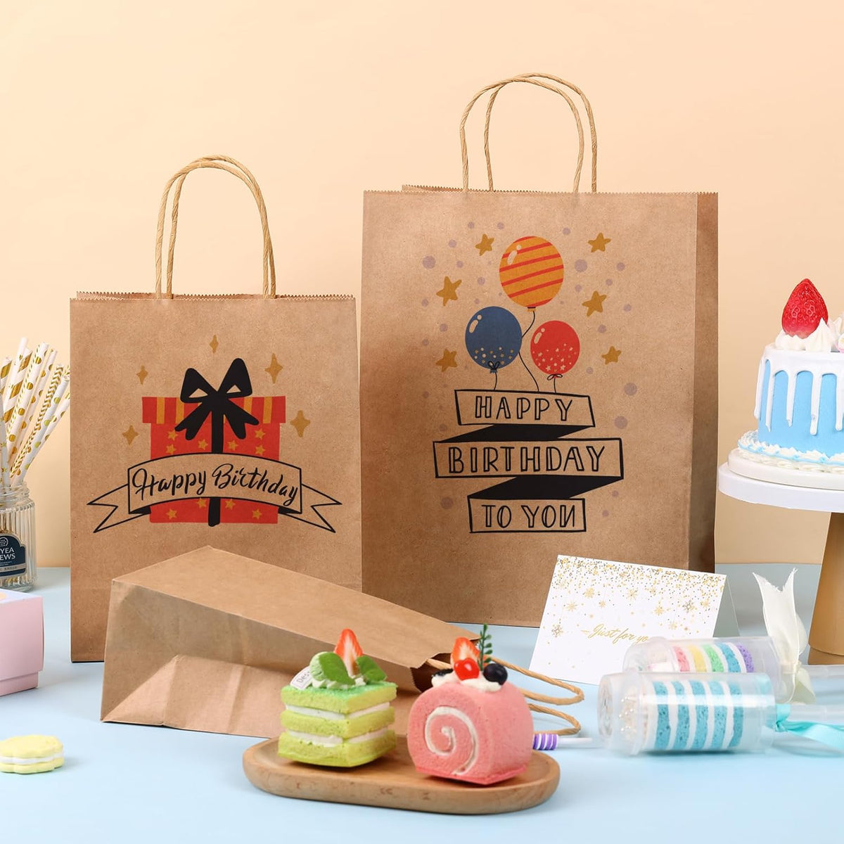 Moretoes 150pcs Brown Paper Bags, (8/10/12.6 Inches) 50 Per Size Kraft Paper Gift Bags with Handles Bulk, Assorted Sizes for Small Business, Shopping, Retail, Gift
