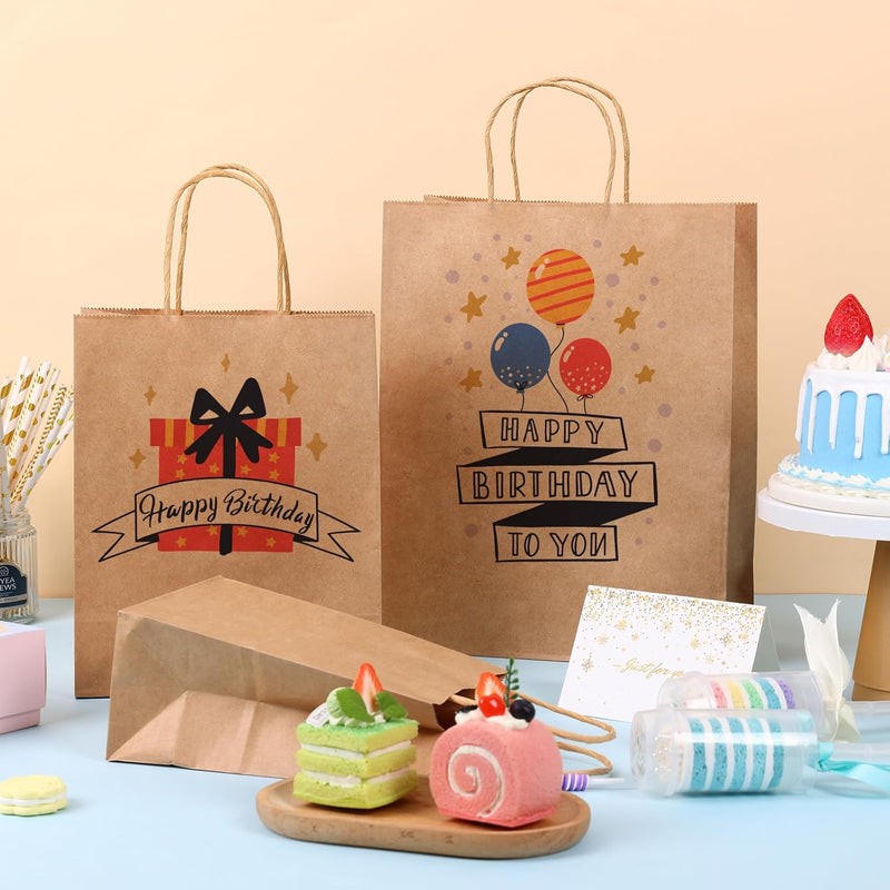 Moretoes 150pcs Brown Paper Bags, (8/10/12.6 Inches) 50 Per Size Kraft Paper Gift Bags with Handles Bulk, Assorted Sizes for Small Business, Shopping, Retail, Gift