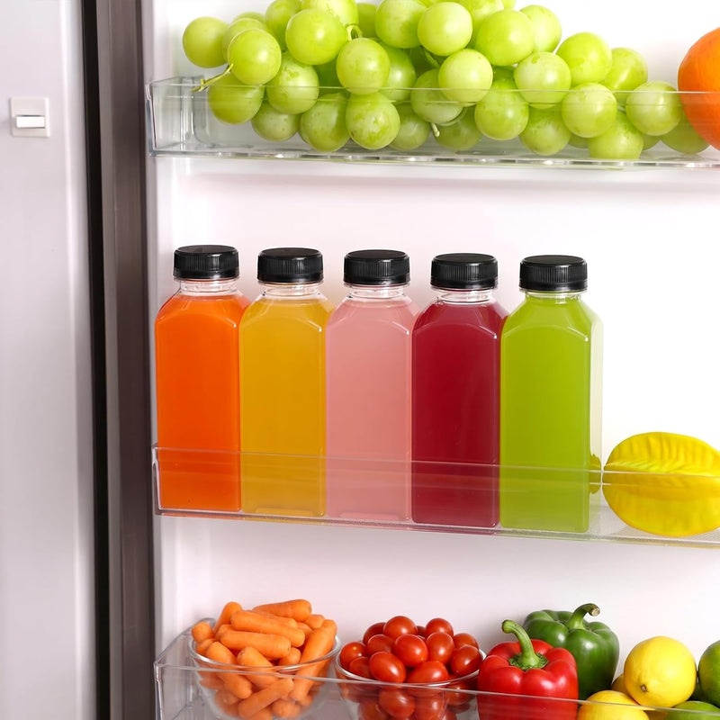 80pcs Juice Bottles, 12oz Reusable Plastic Juice Bottles with Caps and Labels, Funnel, Brush Beverage Containers for Juicing, Smoothies, Tea, Milk