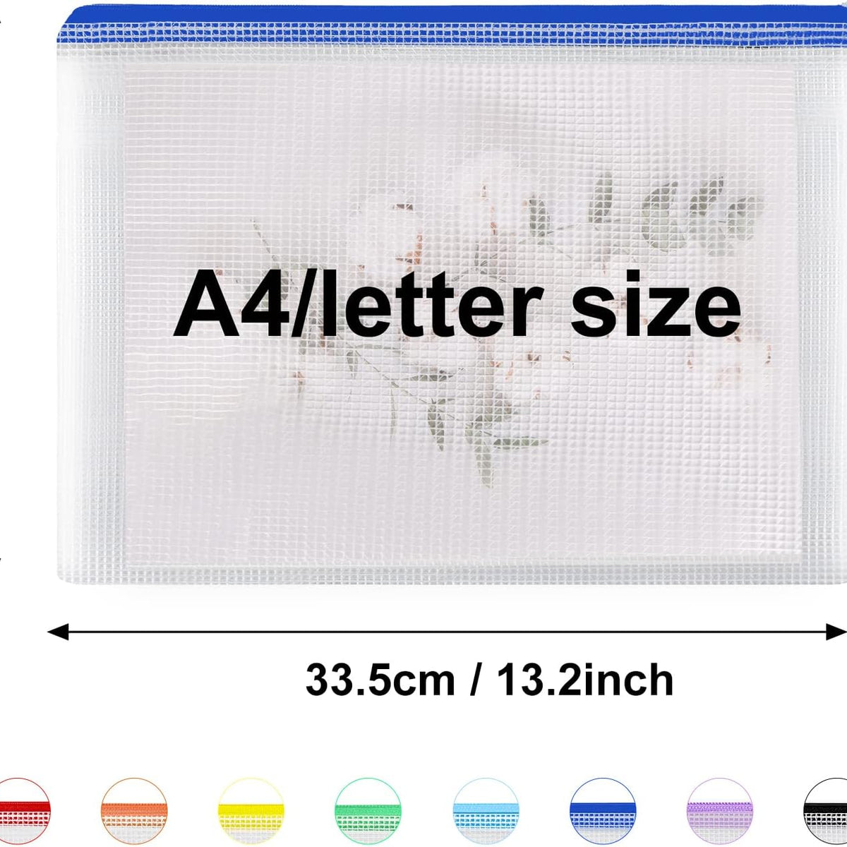 56pcs Mesh Zipper Pouch Zipper Bag, Durable Pouches for Organization Puzzle Storage, Letter Size, A4 Size, for Office Supplies