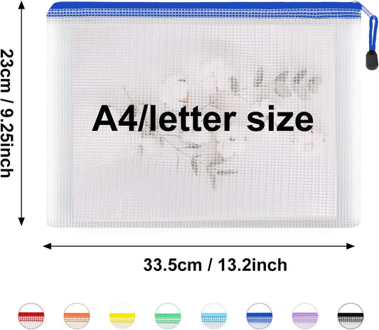56pcs Mesh Zipper Pouch Zipper Bag, Durable Pouches for Organization Puzzle Storage, Letter Size, A4 Size, for Office Supplies