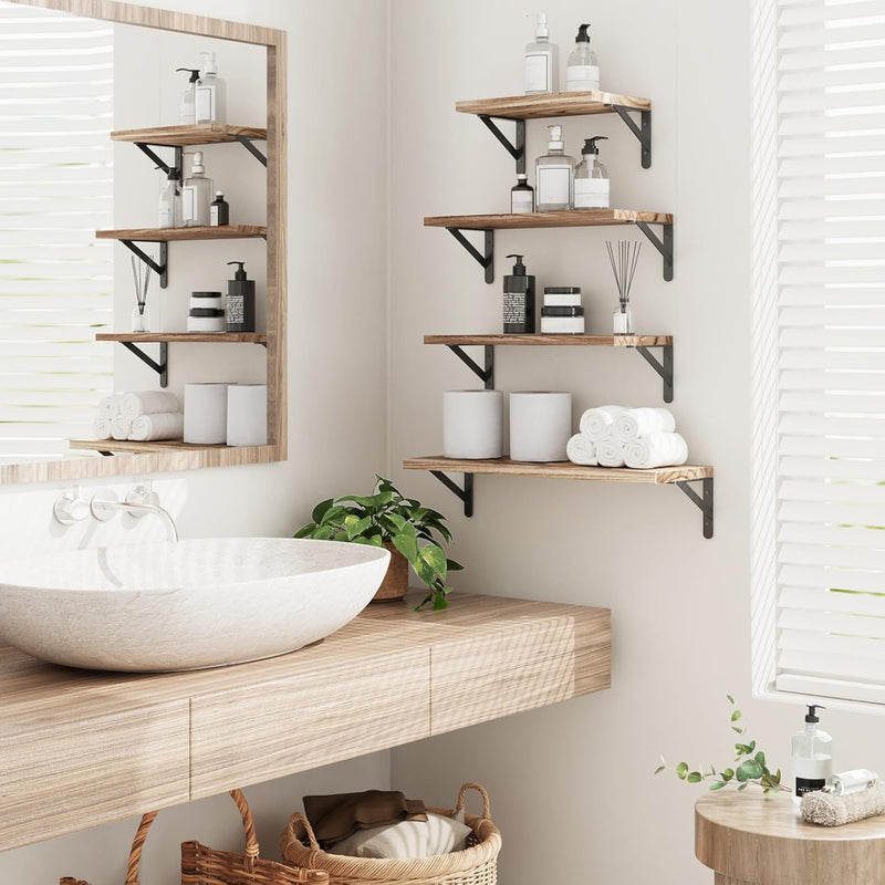 Floating Shelves for Wall Different Sizes Farmhouse Wall Shelf for Bedroom, Bathroom Storage, Living Room and Kitchen Decor(Set of 4)
