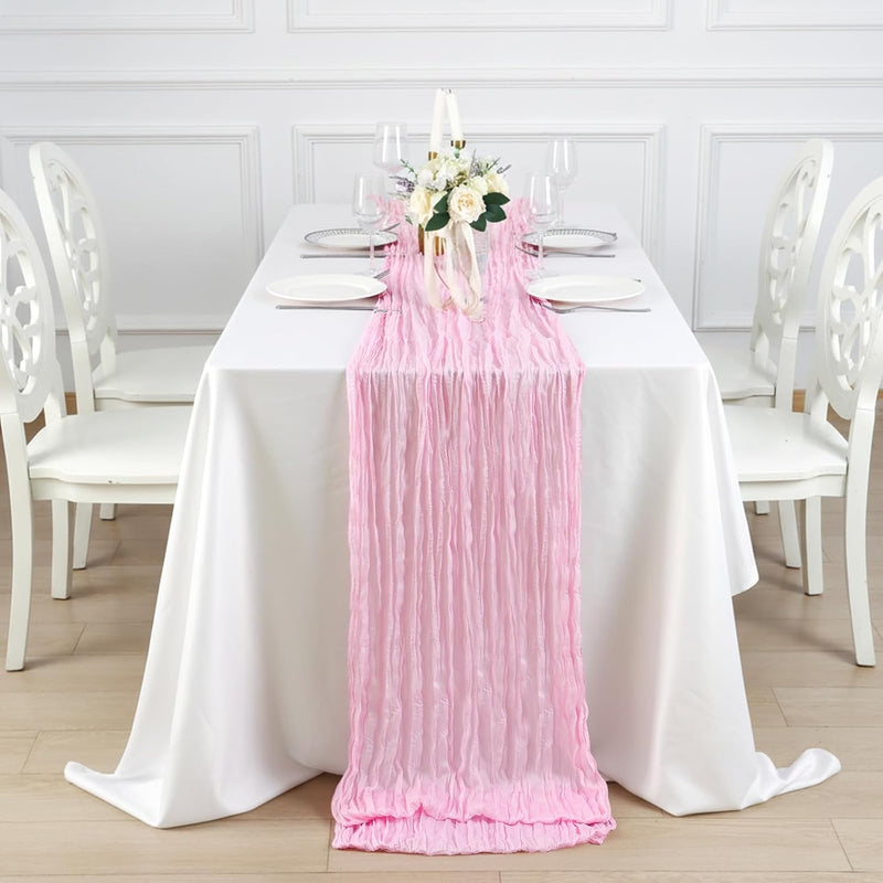 8 Pack Candy Pink Cheesecloth Table Runner 120 Inch 10FT Gauze Cheese Cloth for Baby Shower, Valentine's Day, Wedding Decoration, Birthday Party