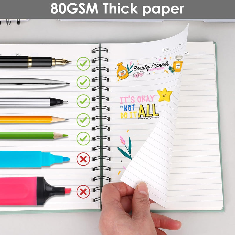 6pcs Spiral Notebook 5.5” x 8.5” Hardcover College Ruled Journals, A5 160 Pages Assorted Morandi Tone Colors for Work Office School Supplies