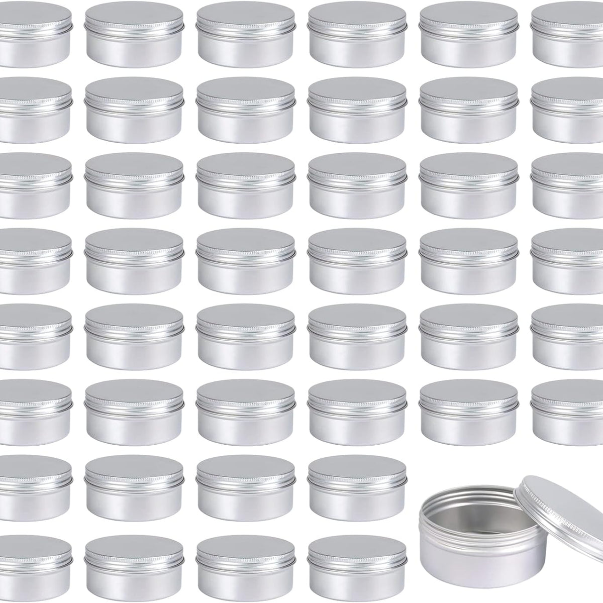 Moretoes 45 Pack Tins, 4oz Metal Round Aluminum Empty Candle Tin with Screw Lid for Lotion Bars, Salve, Spices or Candles