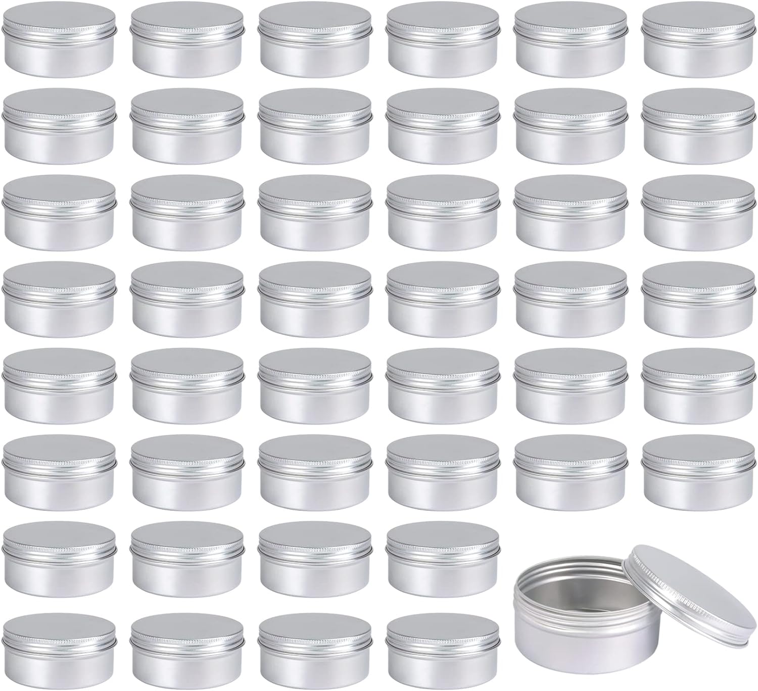 Moretoes 45 Pack Tins, 4oz Metal Round Aluminum Empty Candle Tin with Screw Lid for Lotion Bars, Salve, Spices or Candles