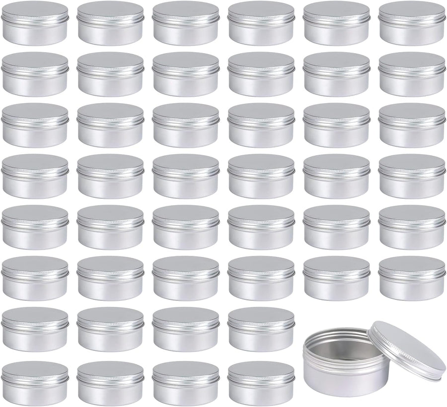 45 Pack Tins, 4oz Metal Round Aluminum Empty Candle Tin with Screw Lid for Lotion Bars, Salve, Spices or Candles