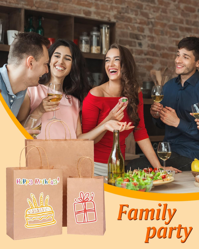 Moretoes 75pcs Paper Bags, (8-10-12inch) Assorted Sizes Brown Paper Bags with Handles for Small Business, Shopping, Retail, Party,