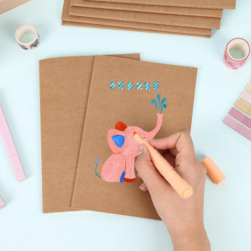 48 Pack A5 Lined Kraft Notebooks, Travel Journals Bulk 8.3x5.5in College Ruled Subject Notebooks 30 Sheets 60 Pages for Writing School Office Supplies