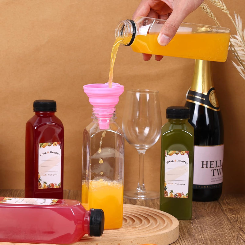 Plastic Juice Bottles with Caps – Clear PET Bottles, 4 oz, 8 oz, 12 oz & 16 oz