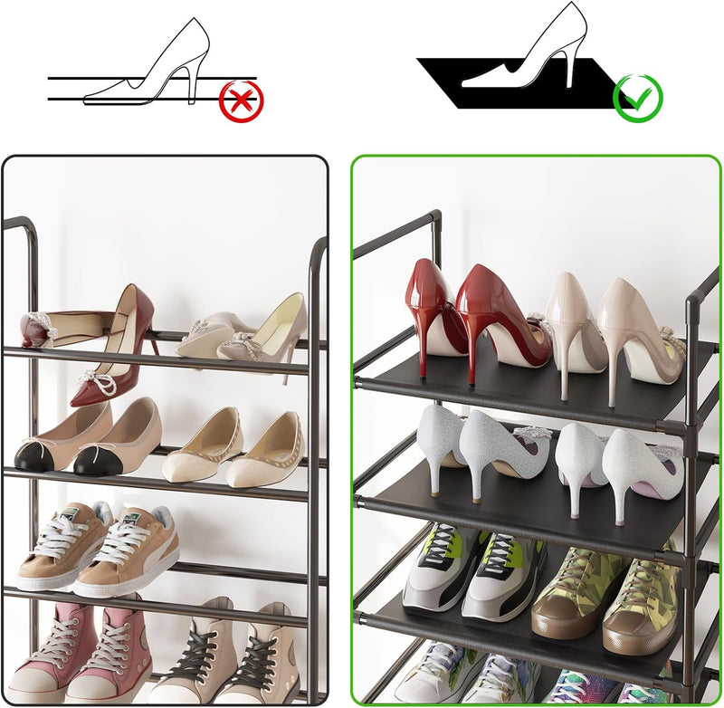 Fixwal 10-Tier Multifunctional Shoe Rack: Modern, Space-Saving, Easy Assembly, 20-24 Pairs of Shoes & Boots, Sturdy & Waterproof, 17"L x 10.6"W x 68"H, Living Room, Bedroom, Hallway, Closet