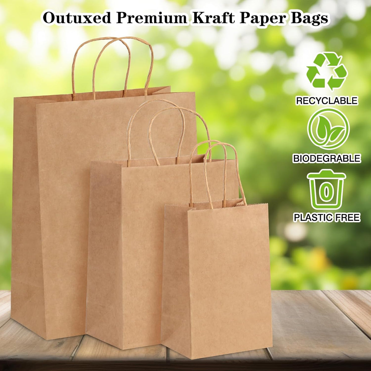 120pcs Paper Bags with Handles Assorted Sizes Kraft Brown Paper Gift Bags Bulk 3 Mixed Sizes for Retail, Party, Birthday, Gift, Shopping, Business, Merchandise