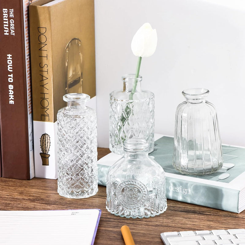 Fixwal Glass Bud Vases in Bulk, Flower Vases for Centerpieces Set of 18, Small Vases for Flowers in Bulk for Centerpieces Rustic Wedding Home Table Decorations
