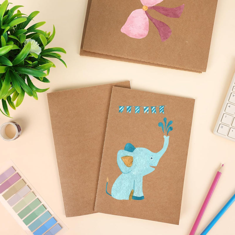 100pcs Lined A5 Kraft Notebook, Journals for Travelers 8.3x5.5in Notebooks 30 Sheets/60 Pages for Students and Office Travel Journal Set