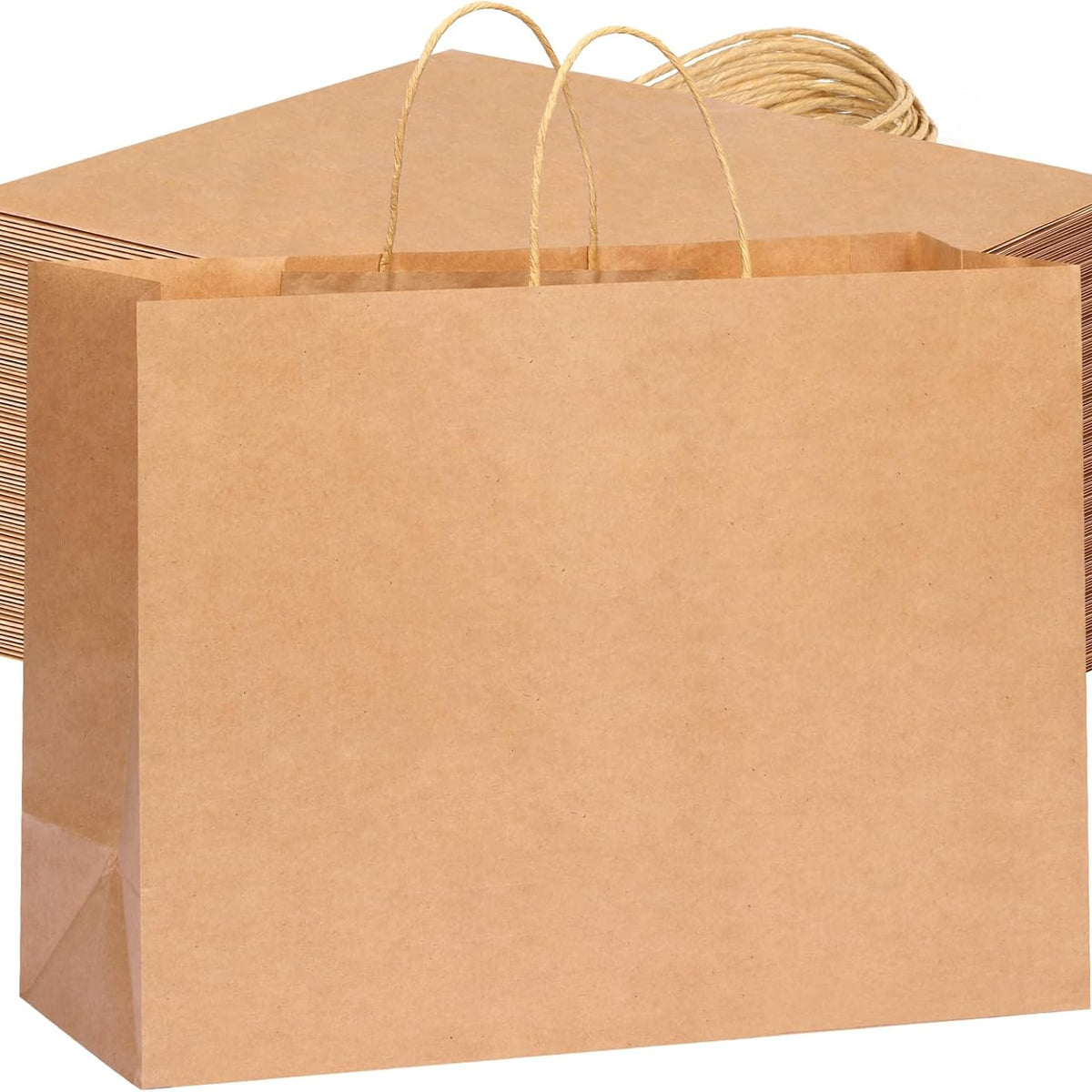 Moretoes 16x6x12 Inch 90pcs Brown Paper Bags with Handles Large Kraft Paper Gift Bags Bulk for Boutiques, Small Business, Retail Stores, Gifts, Merchandise
