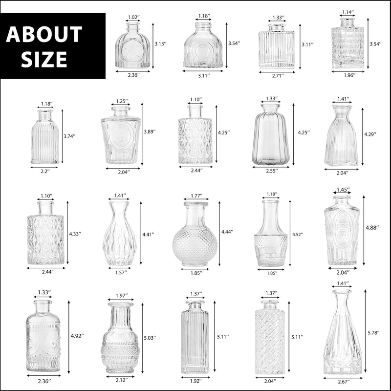 Fixwal Glass Bud Vases in Bulk, Flower Vases for Centerpieces Set of 18, Small Vases for Flowers in Bulk for Centerpieces Rustic Wedding Home Table Decorations