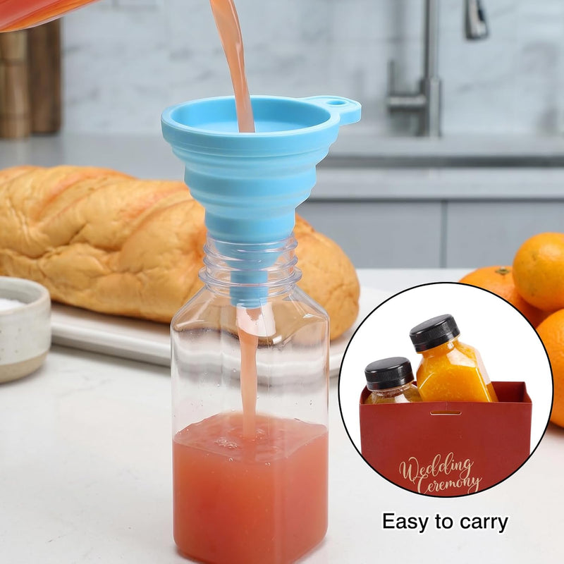 120pcs 8oz Plastic Juice Bottles with Caps, Reusable Clear Juice Containers with Labels, Funnel and Brush for Juicing, Smoothie, Milk