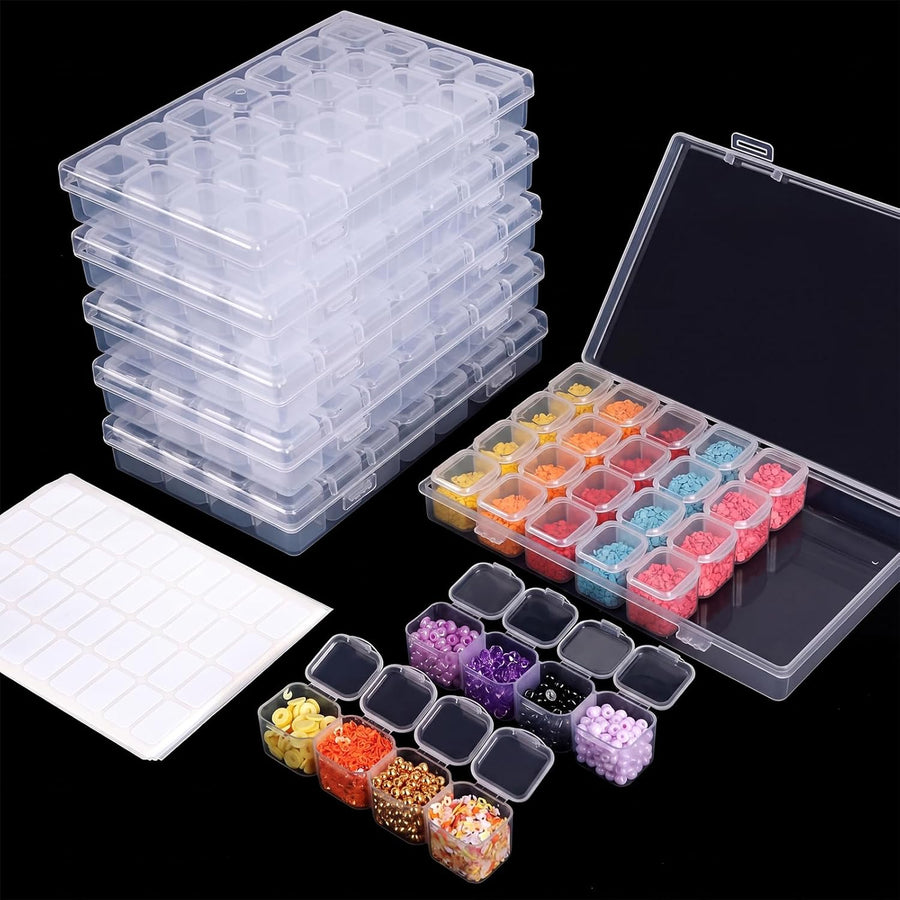 168 Slots 6pcs 28 Grids Diamond Painting Boxes Plastic Organizer, Bead Organizer