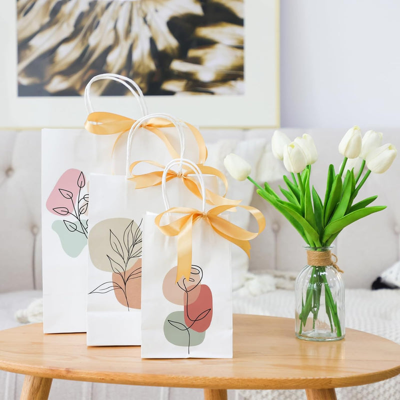 120pcs White Paper Bags with Handles Mixed Size Bulk Kraft Paper Gift Bags for Business, Shopping, Retail, Merchandise