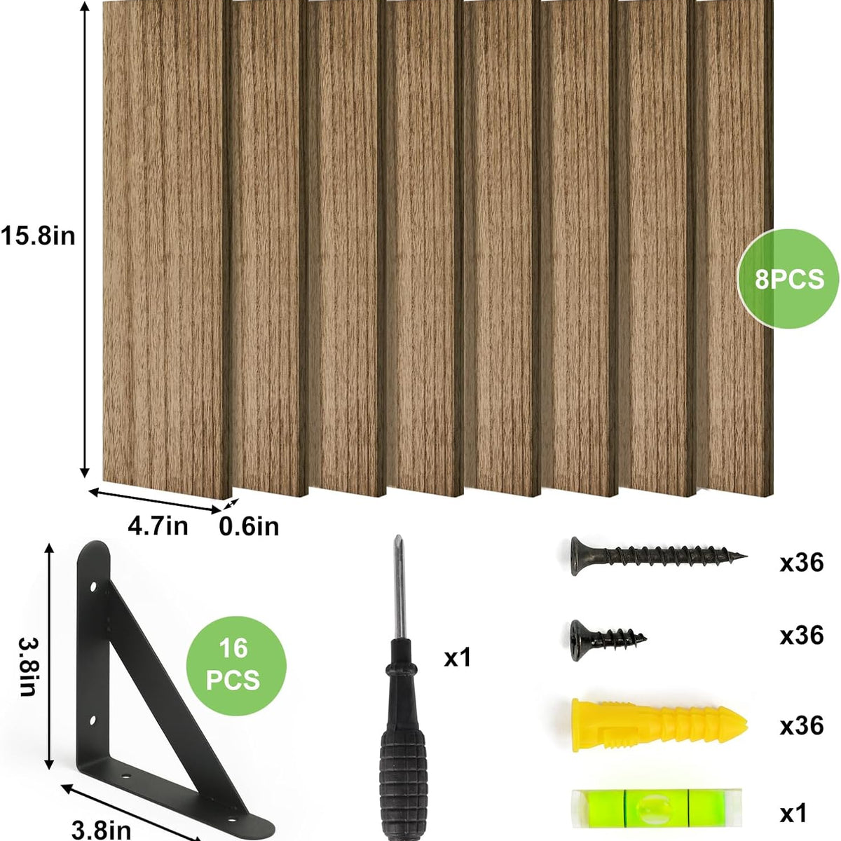Fixwal Shelves for Room Wall, Width 4.75in Rustic Wood Wall Storage, Floating Shelves for Bedroom, Living Room, Kitchen, Bathroom, Office Decor and Plants Display (Set of 8 Carbonized Black)