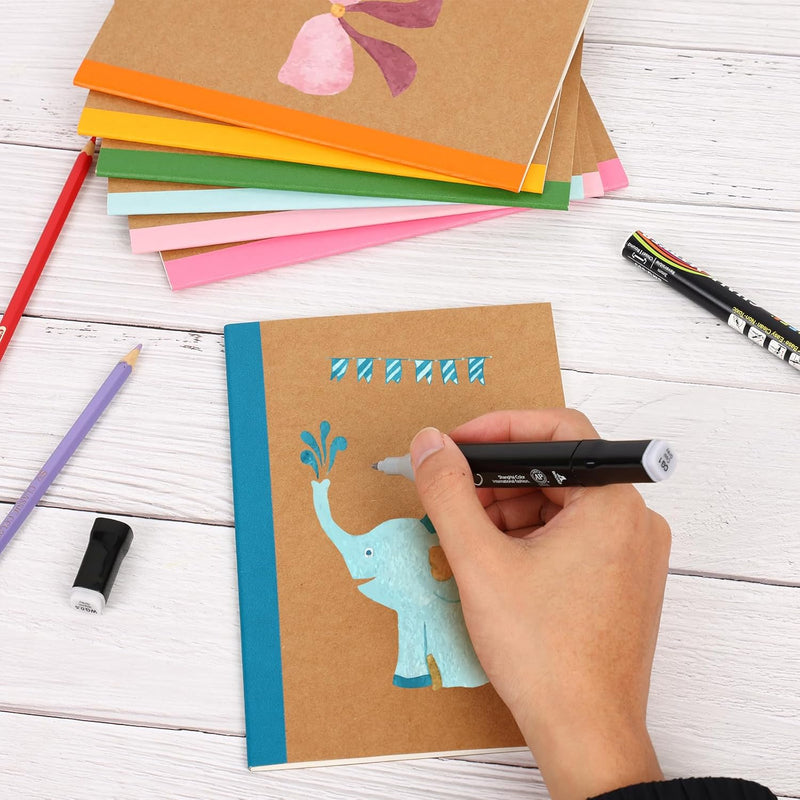 60 Pack A5 Kraft Notebooks, Composition Notebooks Lined Journal Bulk, 15 Colors with Rainbow Spines, 60 Pages for Kids Women Girls, School Office Supplies