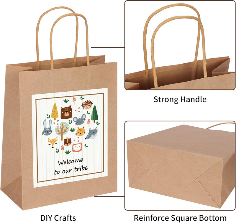 Moretoes 75pcs Paper Bags, (8-10-12inch) Assorted Sizes Brown Paper Bags with Handles for Small Business, Shopping, Retail, Party,
