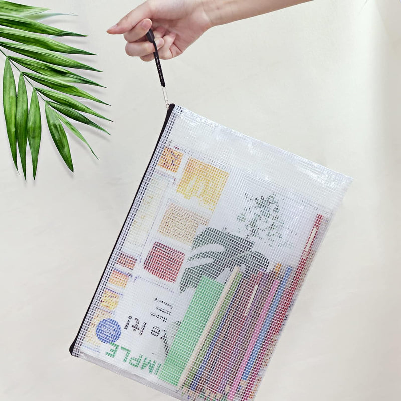 56pcs Mesh Zipper Pouch Zipper Bag, Durable Pouches for Organization Puzzle Storage, Letter Size, A4 Size, for Office Supplies