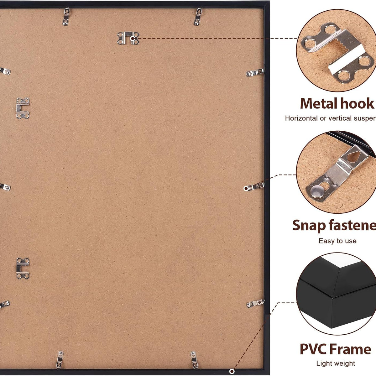 Fixwal 18x24 Picture Frame Set of 2, Black Poster Frames for Wall Display with Mat for 16x20 Pictures