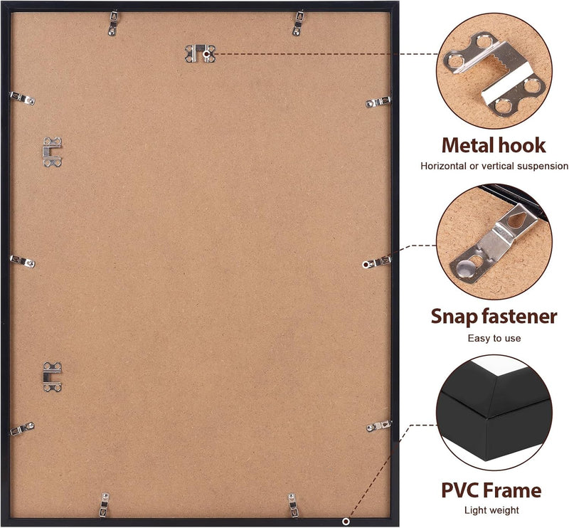 Fixwal 18x24 Picture Frame Set of 2, Black Poster Frames for Wall Display with Mat for 16x20 Pictures