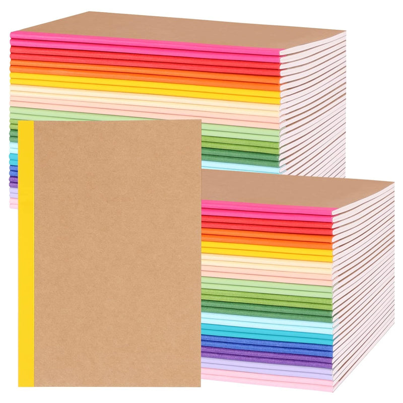 60 Pack A5 Kraft Notebooks, Composition Notebooks Lined Journal Bulk, 15 Colors with Rainbow Spines, 60 Pages for Kids Women Girls, School Office Supplies