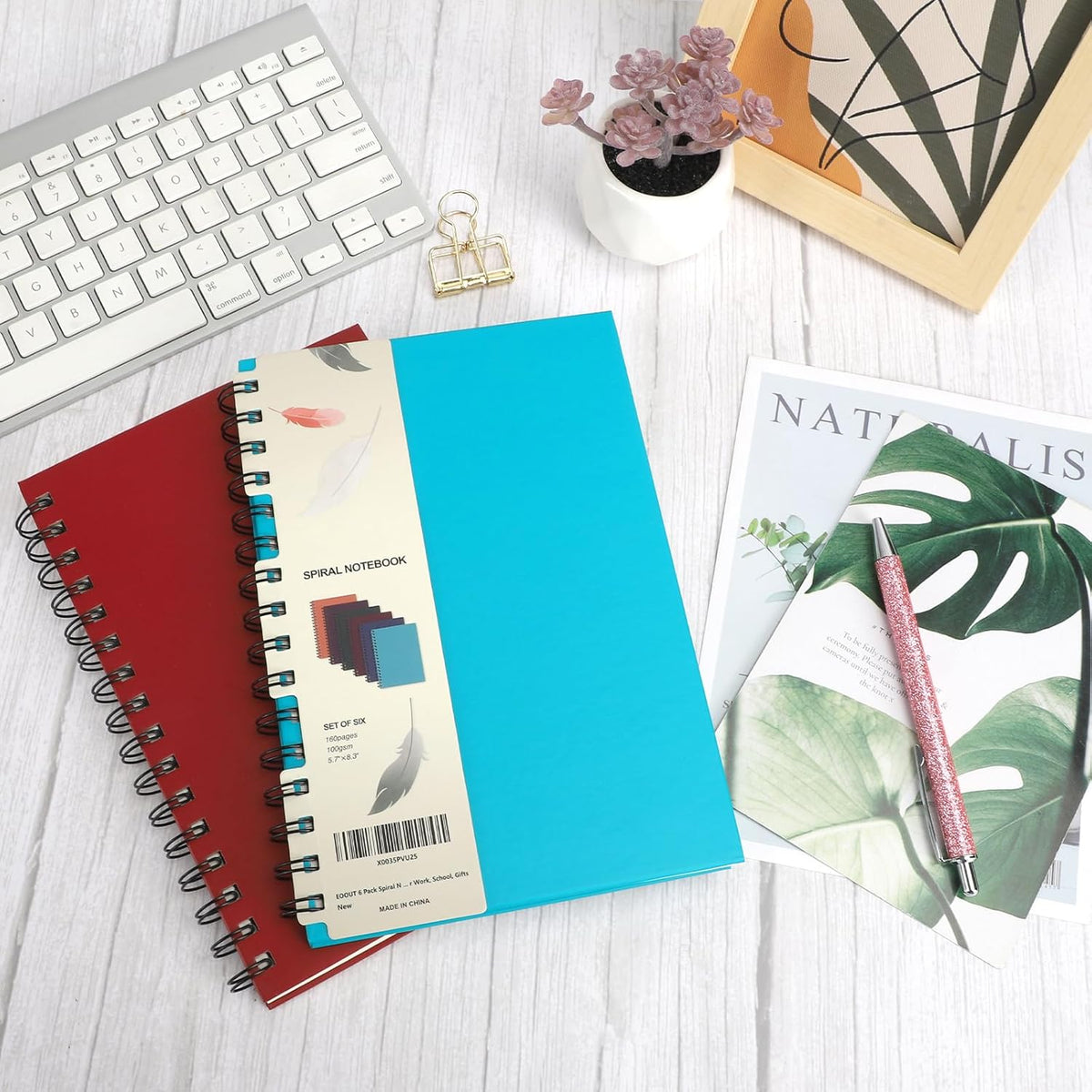 6pcs Hardcover Spiral Notebook, A5 Lined Spiral Journals 5.5x8.5in, 160 Pages Journal Notebook for Work, Office