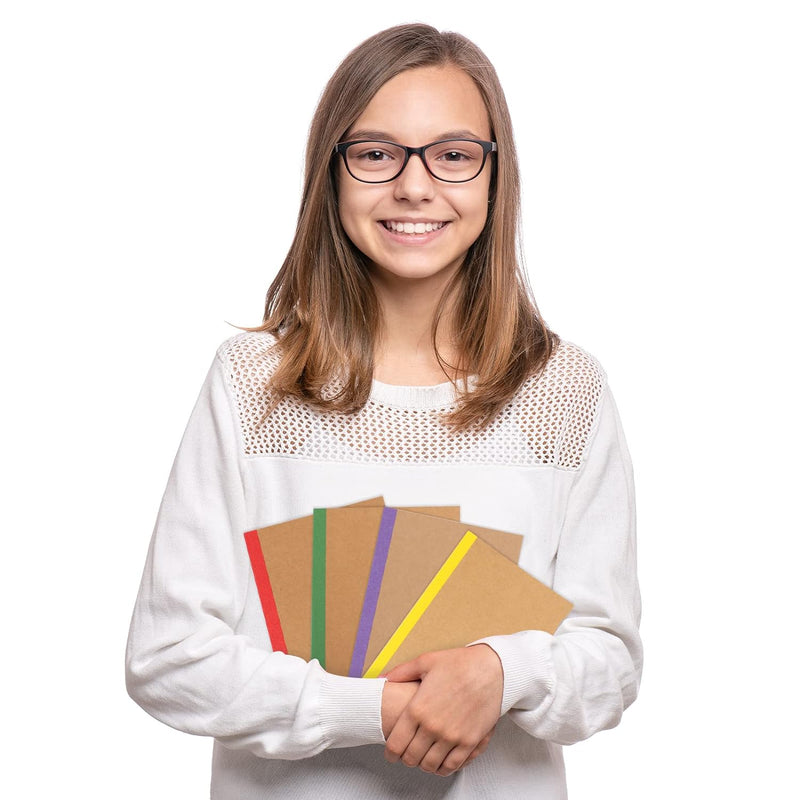 60 Pack A5 Kraft Notebooks, Composition Notebooks Lined Journal Bulk, 15 Colors with Rainbow Spines, 60 Pages for Kids Women Girls, School Office Supplies