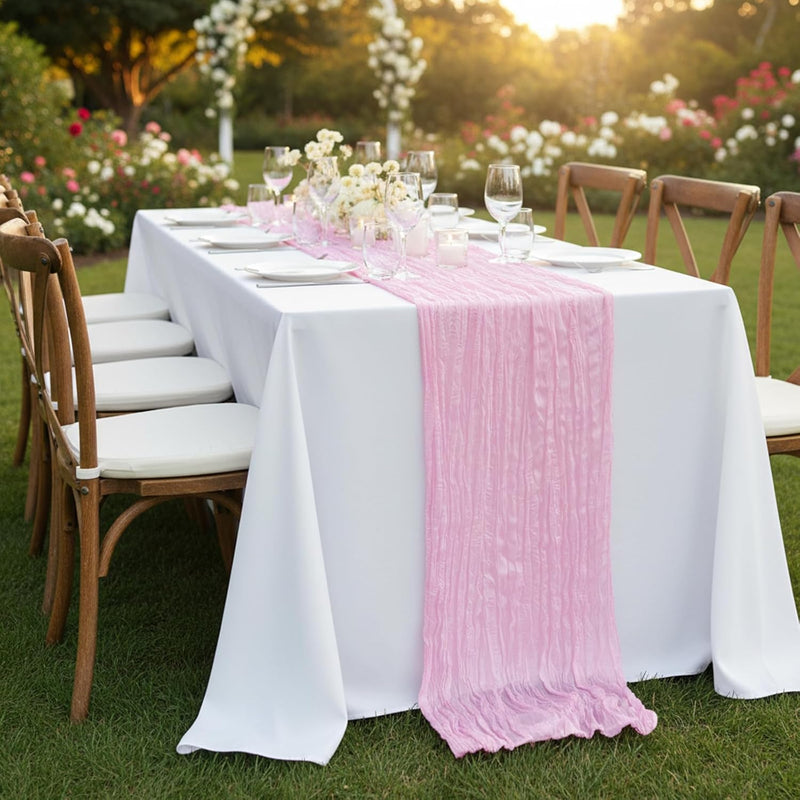 8 Pack Candy Pink Cheesecloth Table Runner 120 Inch 10FT Gauze Cheese Cloth for Baby Shower, Valentine's Day, Wedding Decoration, Birthday Party